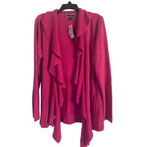 NWT Karen Scott Women's Pink Ruffled Cardigan Open Front Size XL